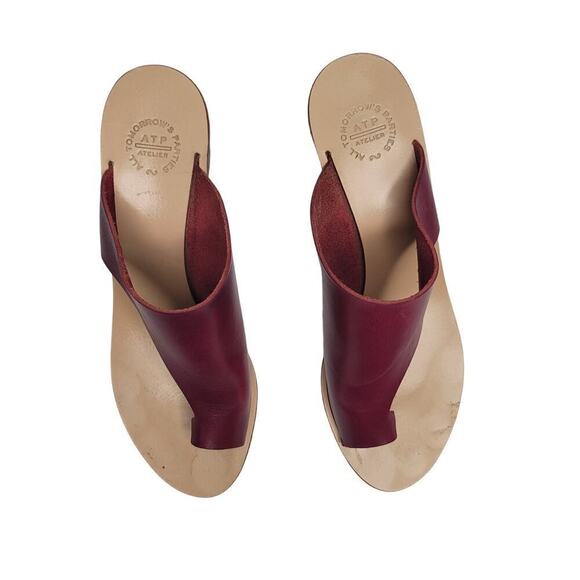 ATP Leather slip-on Heels Color Burgundy Size 39 Eur/ 8 US - Picture 6 of 9